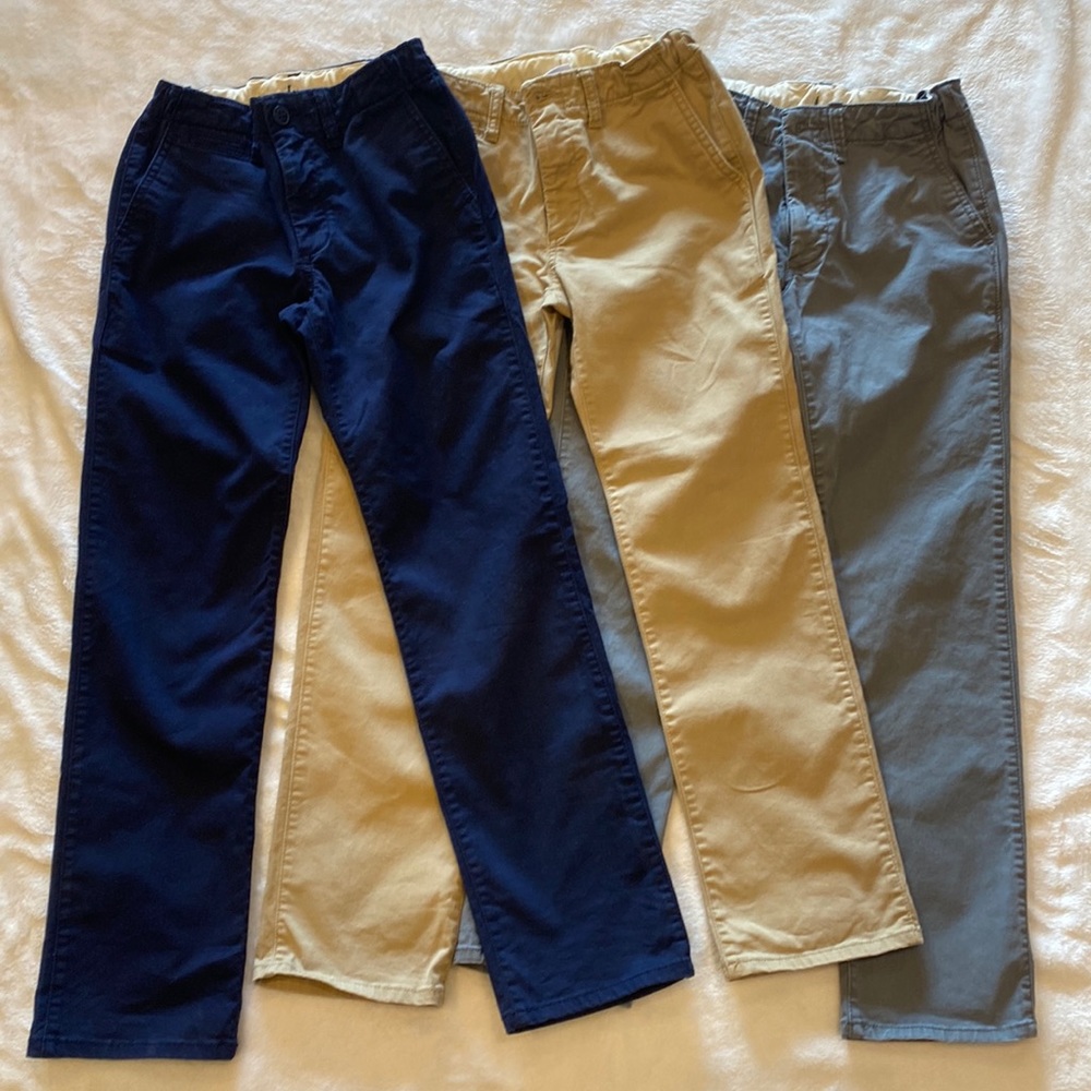 3 pair GAP khaki, navy, gray pants-lived in chino style